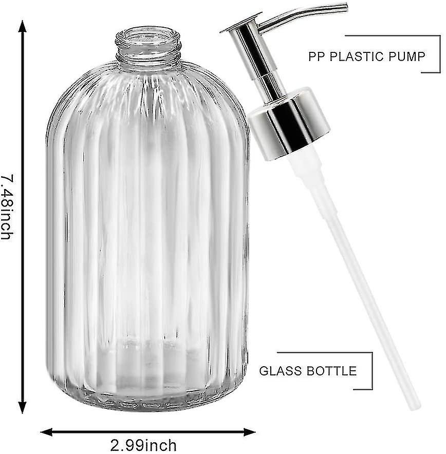 2 Pack Glass Soap Dispenser,400ml Liquid Soap Dispenser With Pump