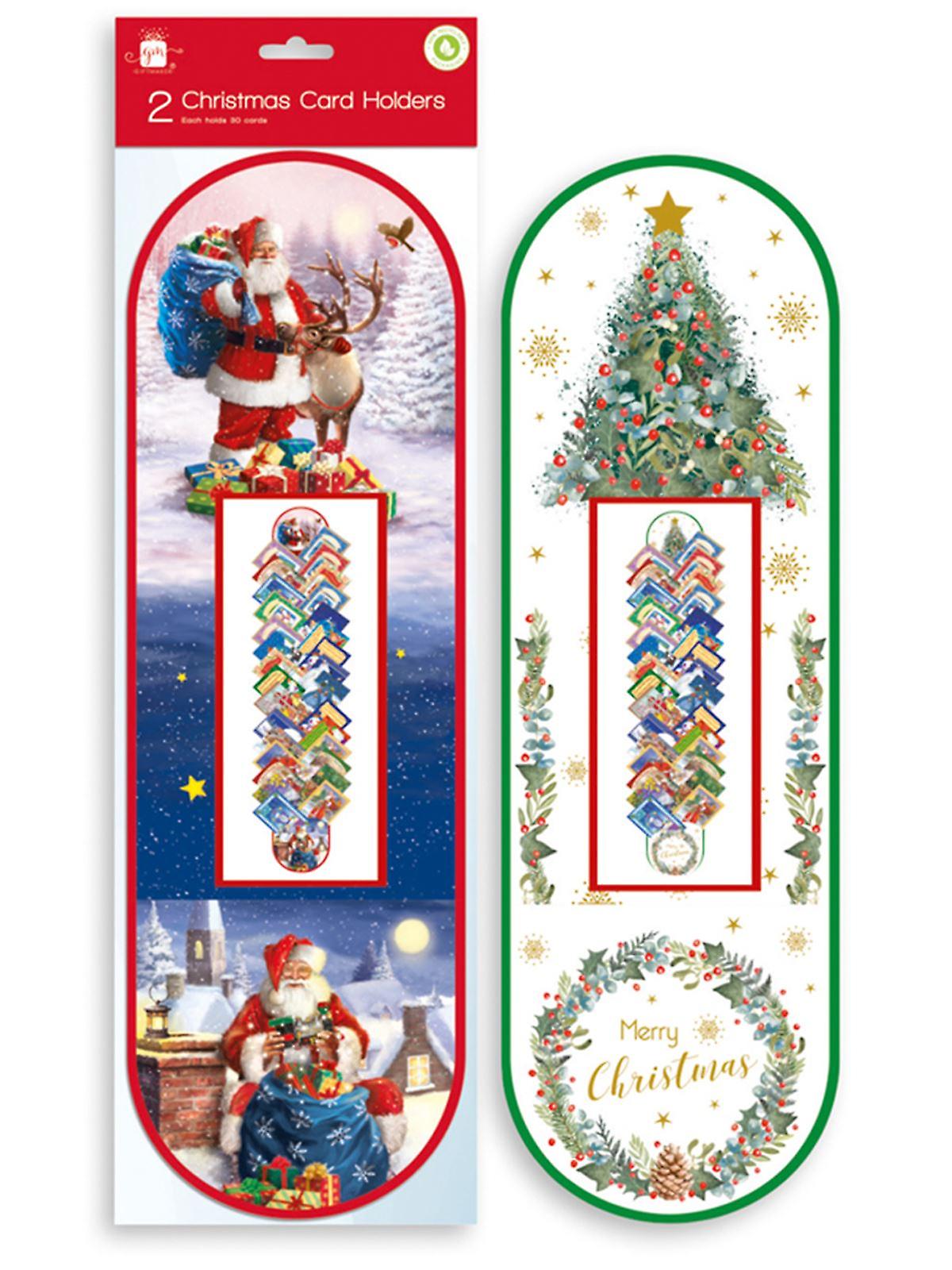 Pack 2 Christmas Card Holders Traditional Festive Design 95cm