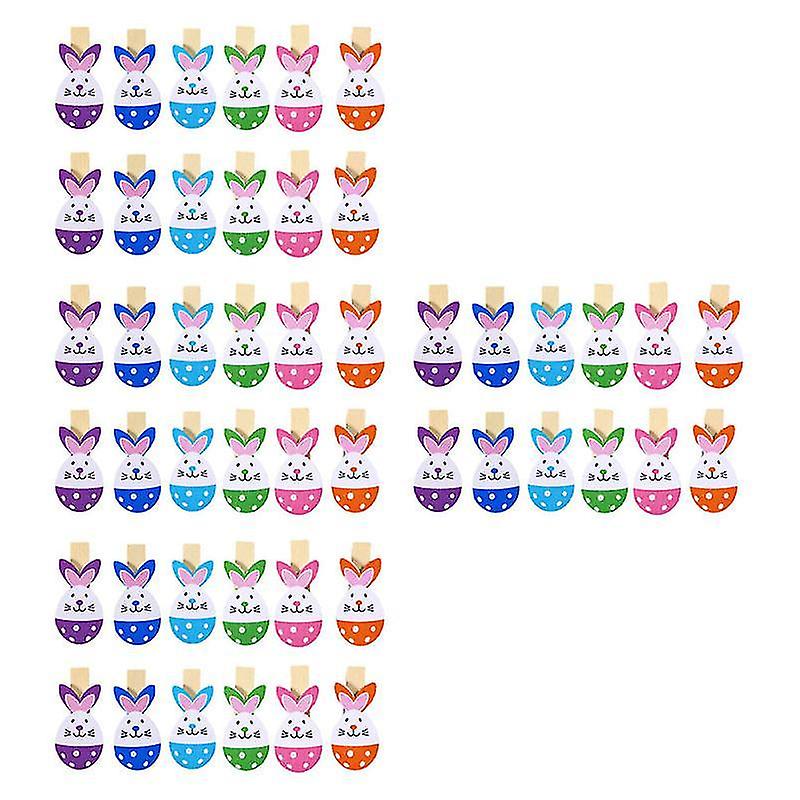 4X1.8cm Assorted Color Paper Clips & Clamps 72pcs Rabbit Diy Picture Clips Photo Clamp Wooden Clip D
