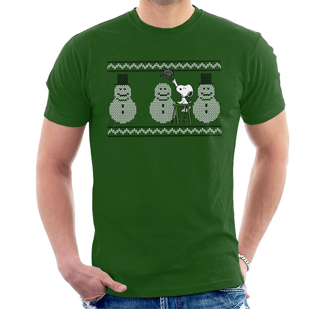 Peanuts Christmas Snoopy Building A Snowman Men's T-Shirt Fruugo US