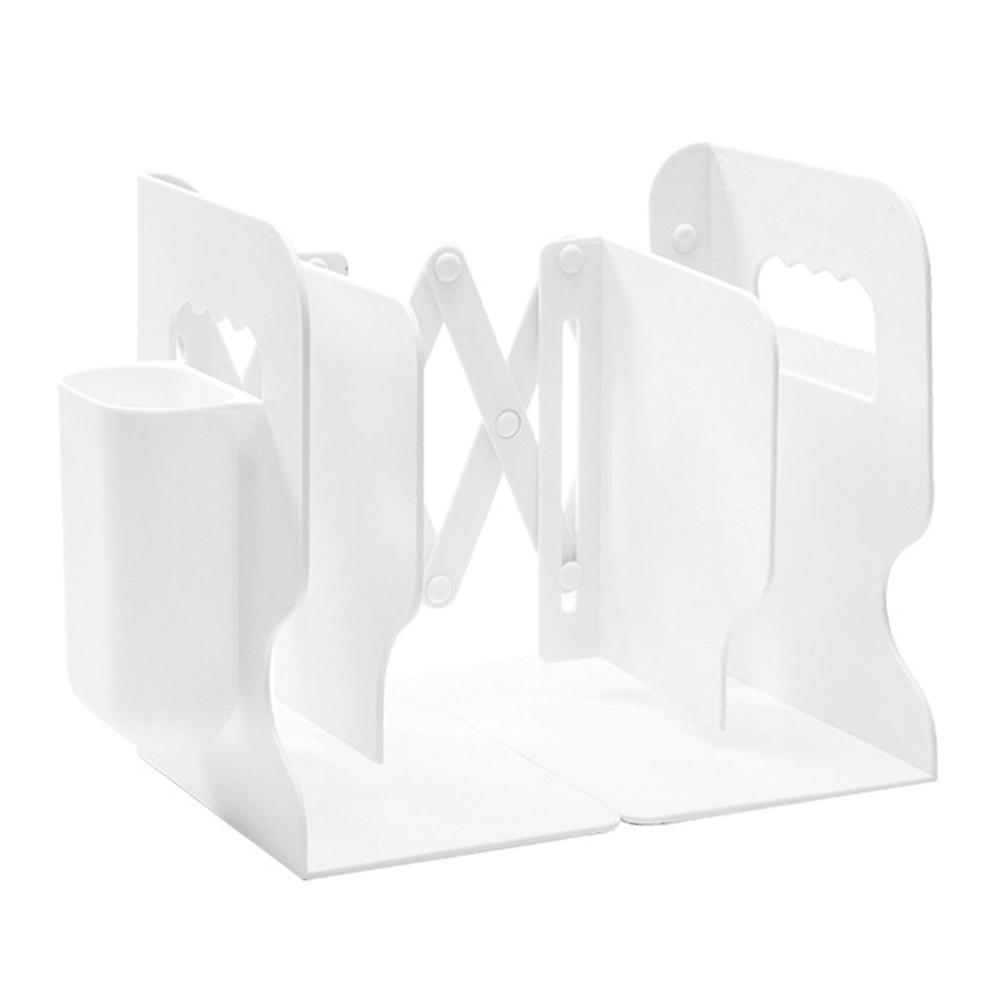 Adjustable Bookend Book Holder Retractable Book Stand Multi Compartments with Pen Holder Desktop