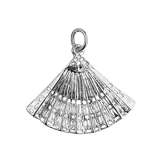 Silver 23x30mm Hand Fan Pendant or Charm