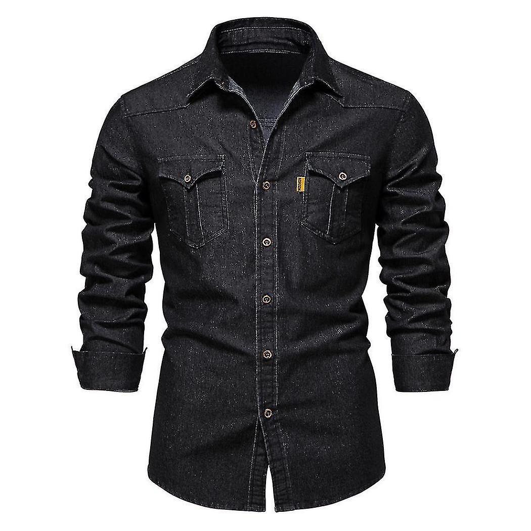 Herren Essential Button-Down-Langarm-Jeanshemd Cy)