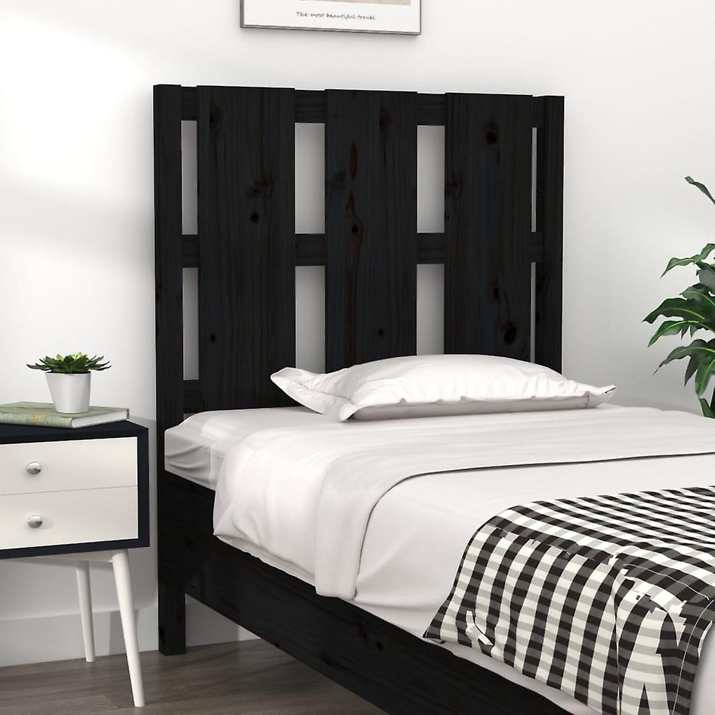 Headboard Black 80.5x4x100 cm Solid Pine Wood
