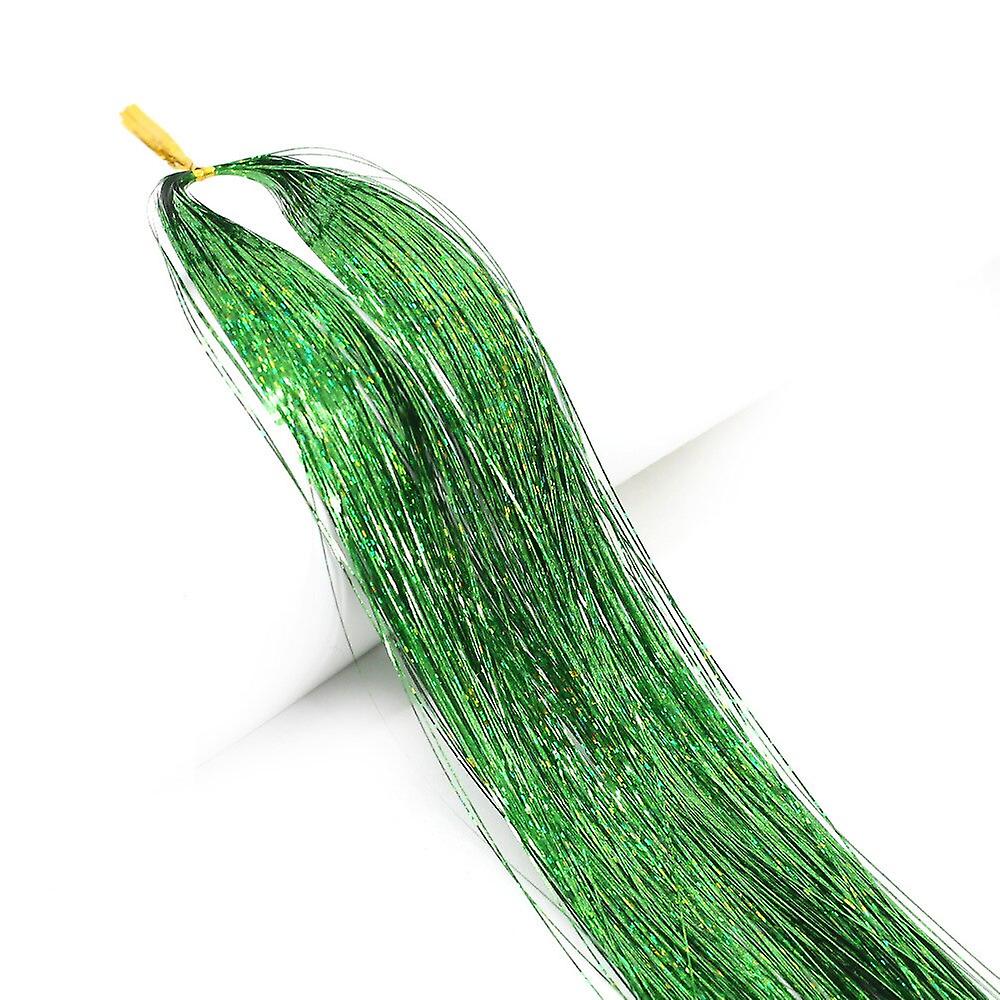 Azqueen Long Sparkle Shiny Hair Tinsel Rainbow Silk Hair Extensions Dazzles Women Hippie For Braiding Headdress 120strands/bag