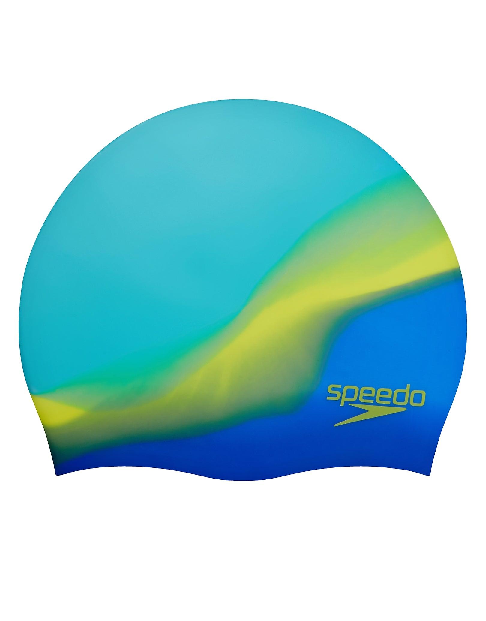 Speedo Junior Plain Multi-Colour Silicone Cap - Blue/Green
