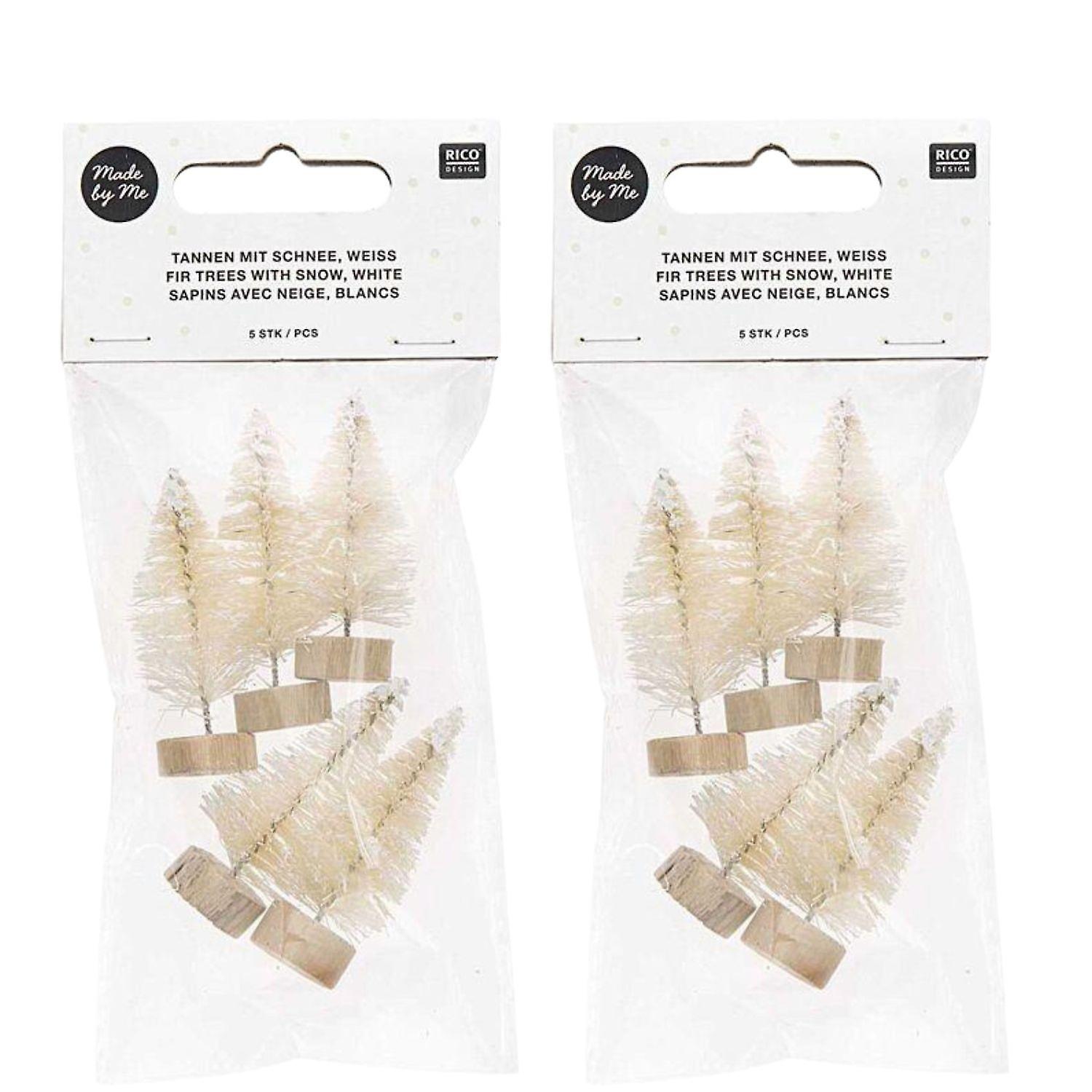 10 white wooden Christmas trees 5 cm