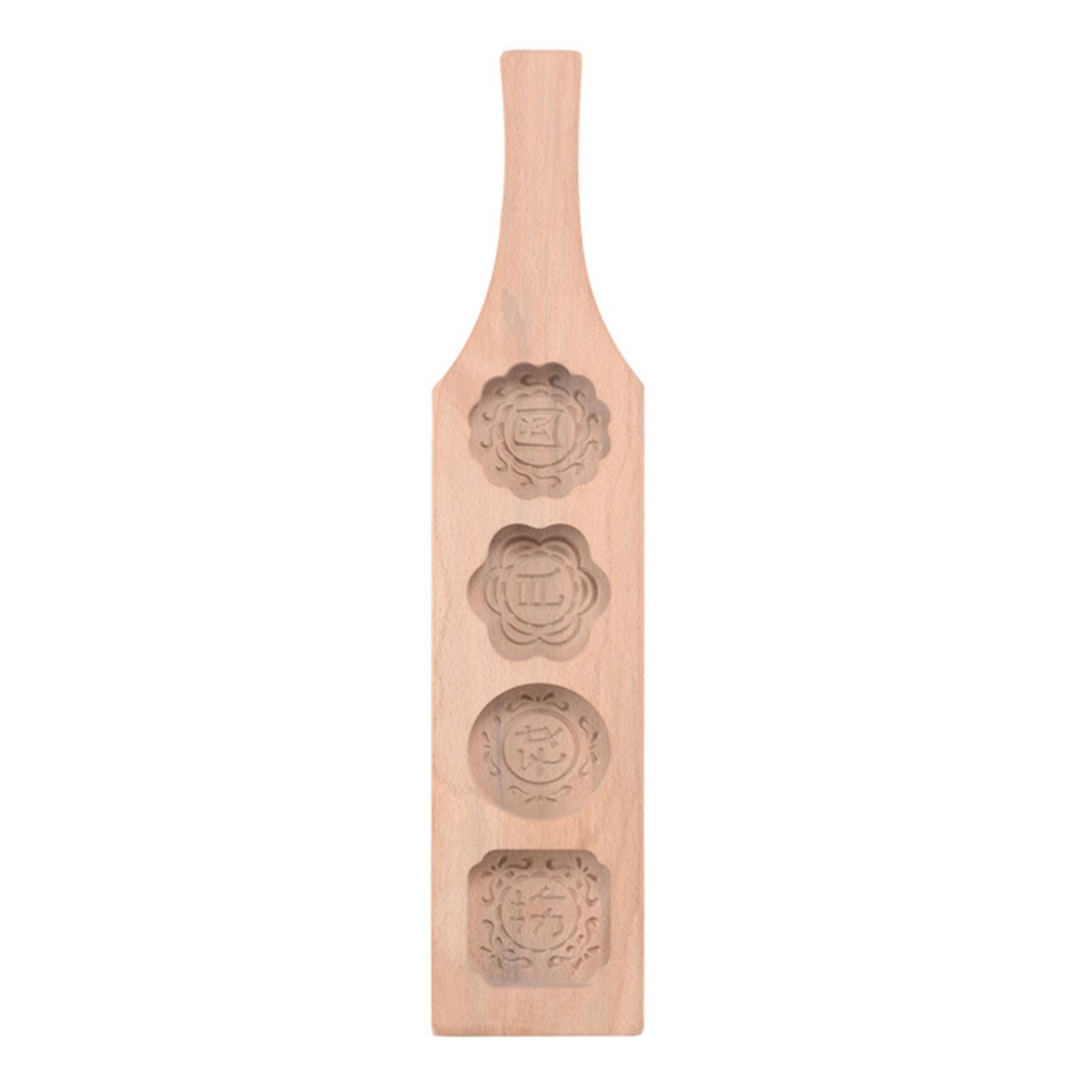 Cookie Mold Ergonomic Handgrip Labor-saving Delicate Flower Patterns Wooden Chinese Style Mooncake M