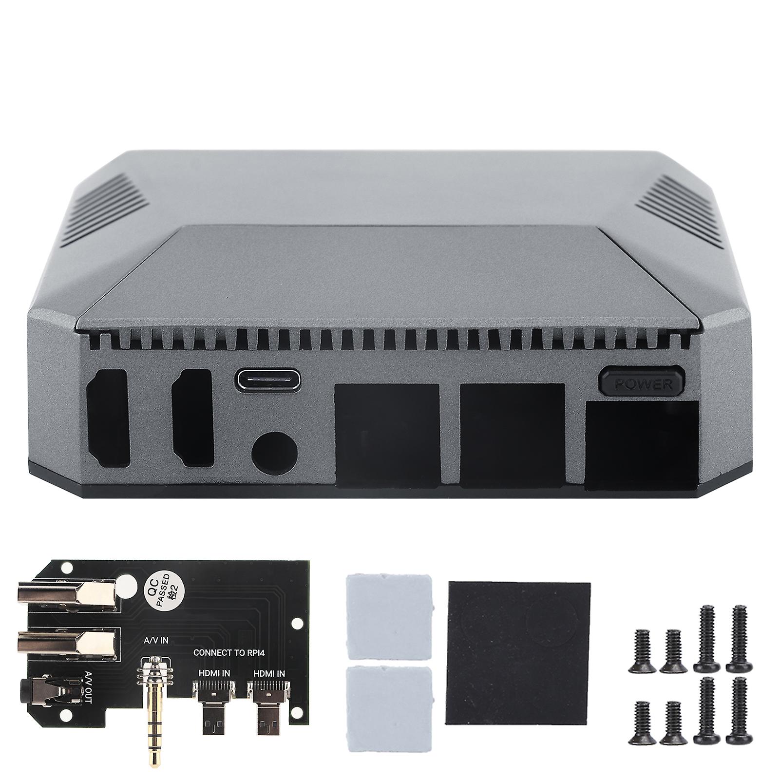 Gehäuse für Raspberry Pi 4B Mini-Computer Aluminiumlegierung Schale Eingebauter Lüfter Computerzubehör
