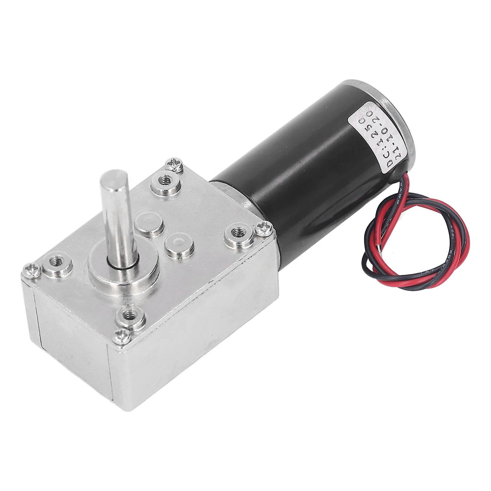 DC Geared Motor Small 18W Large Torsion Reversible Turbine Worm Speed Reduction Motor with Self Locking DC12V 0‑200RPM Per Minute 