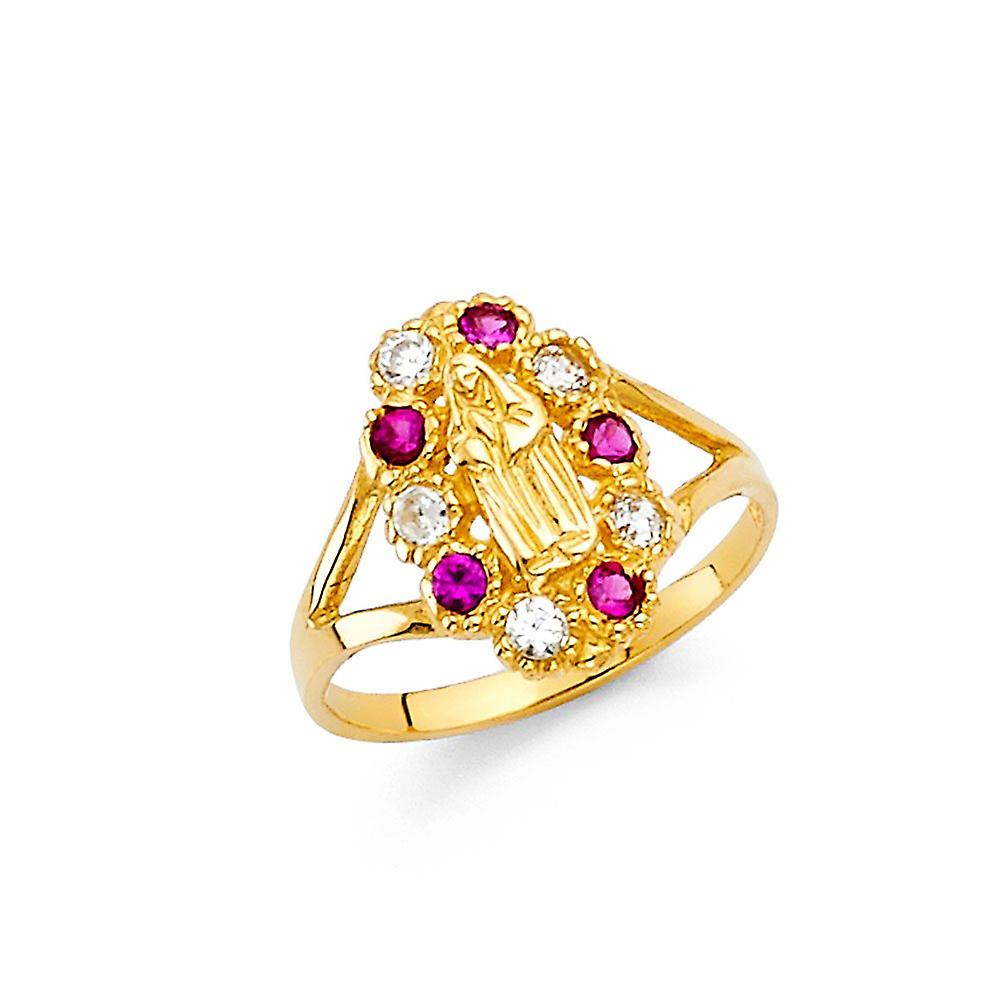 14k Yellow Gold Cubic Zirconia Guadalupe Ring Size 3 Band Style-Ring - 1.6 Grams