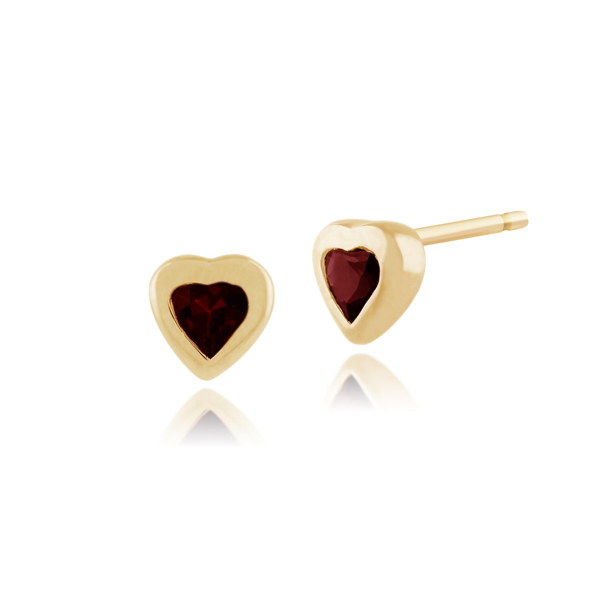 Classic Heart Ruby Stud Earrings in 9ct Yellow Gold 4mm 133E0004089