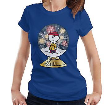 Peanuts Snoopy Charlie Brown In Snow Globe Women's T-Shirt Fruugo US
