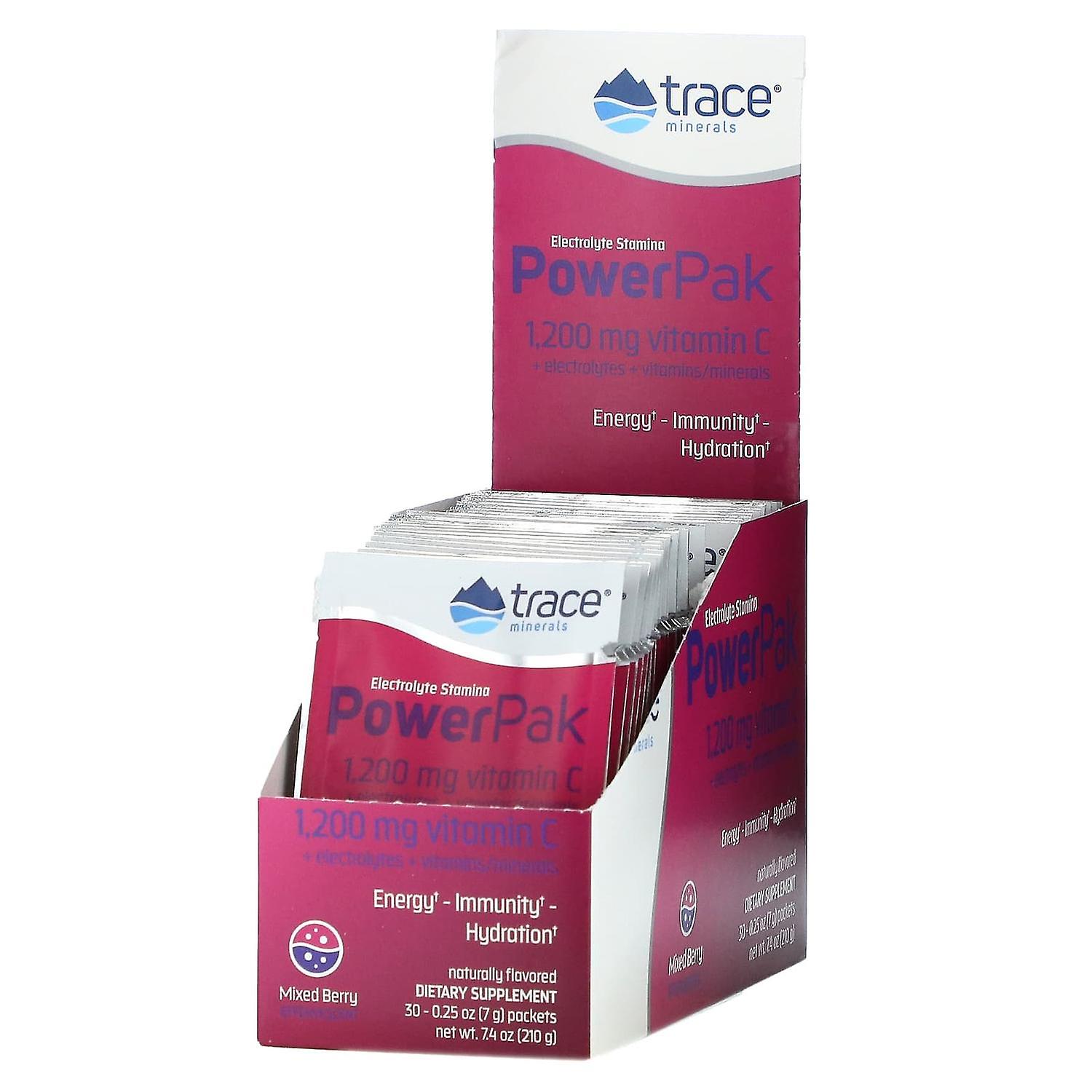 Trace Minerals ®, Electrolyte Stamina PowerPak, Mixed Berry, 30 Packets, 0.25 oz (7 g) Each