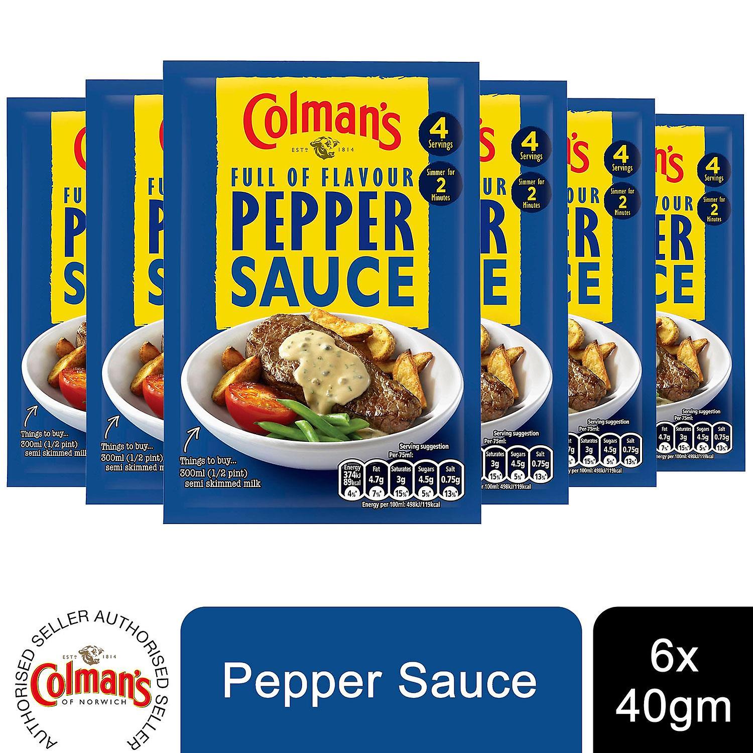 6 Packs Colman's Quick Pour Over, Pepper Sauce, 40g