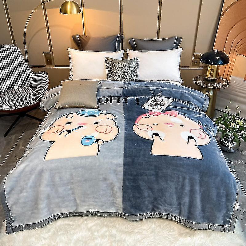 Cobertor Espessamento Inverno Dupla Camada Raschel Coral Fleece Cobertor Edredom