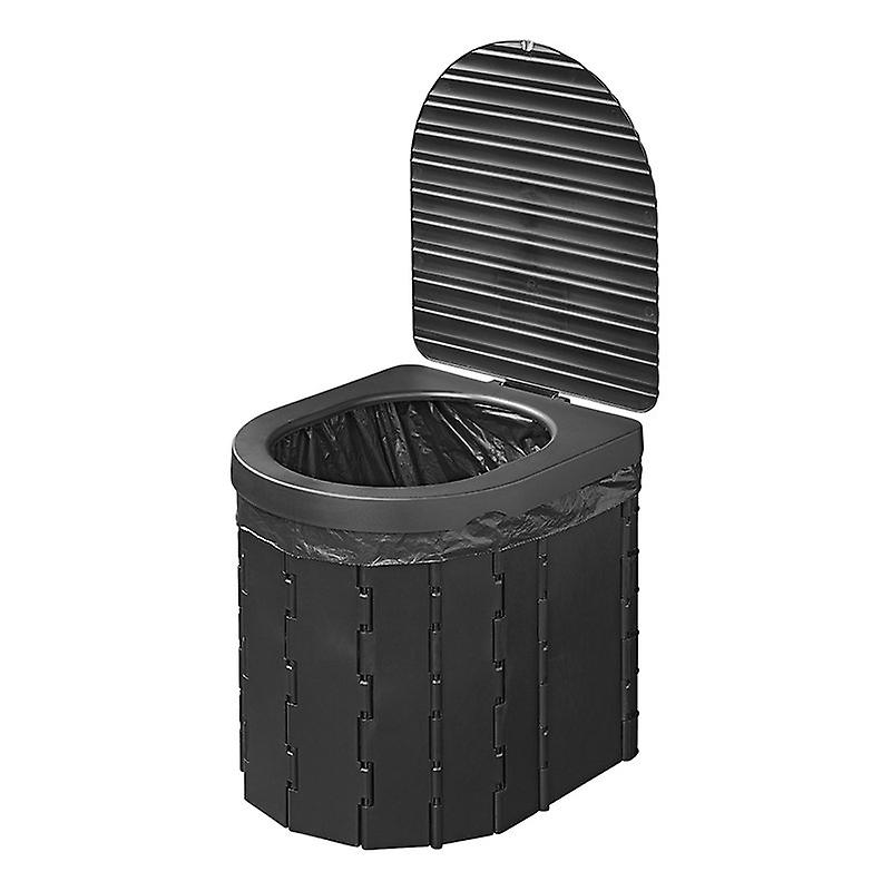 Folding camping toilet with lid