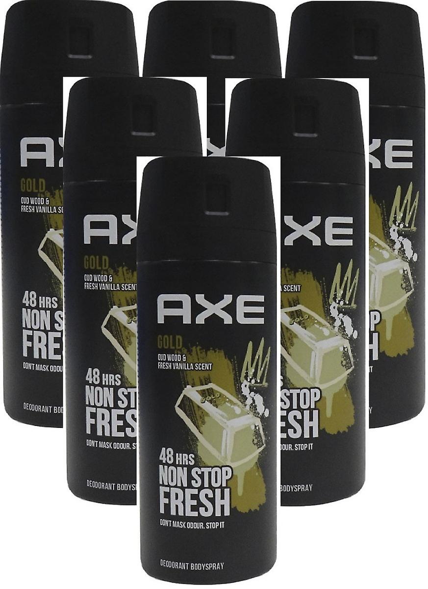 6 x Axe Deodorant Body Spray150ml - Guld