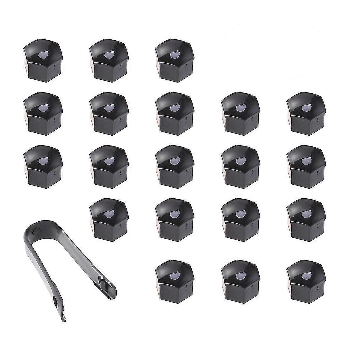 21 en 1 hexagonal écrou de roue Cache-écrous Boulons Couvercles Vis Protéger les capuchons 21mm avec clips (noir) Z