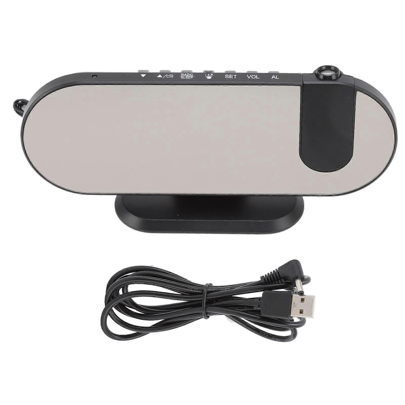 Led Mirror Alarm Clock Projection Alarm Clock With Dual Alarms Usb Charger Port Temperature Humidity Display