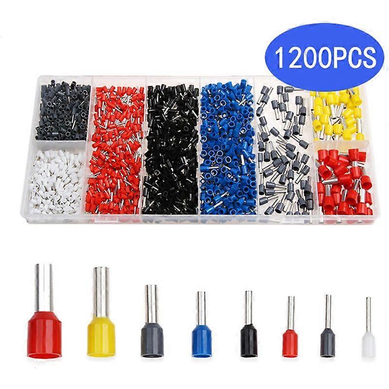 1200 PCS Crimp Connector Ferrules for Wire Ferrules Terminal Line Connector Ferrules Set with Case