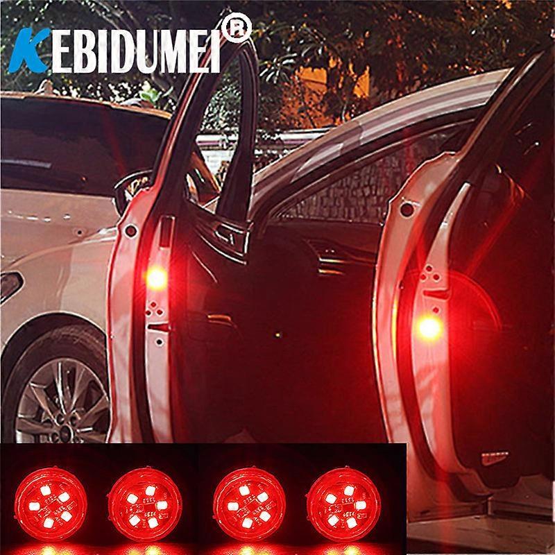 4 pcs LED Opening Door Safety Warning Anti-collision car lights Flash car light Red Strobe bulbs Wireless Alarm Lamp Signal car light