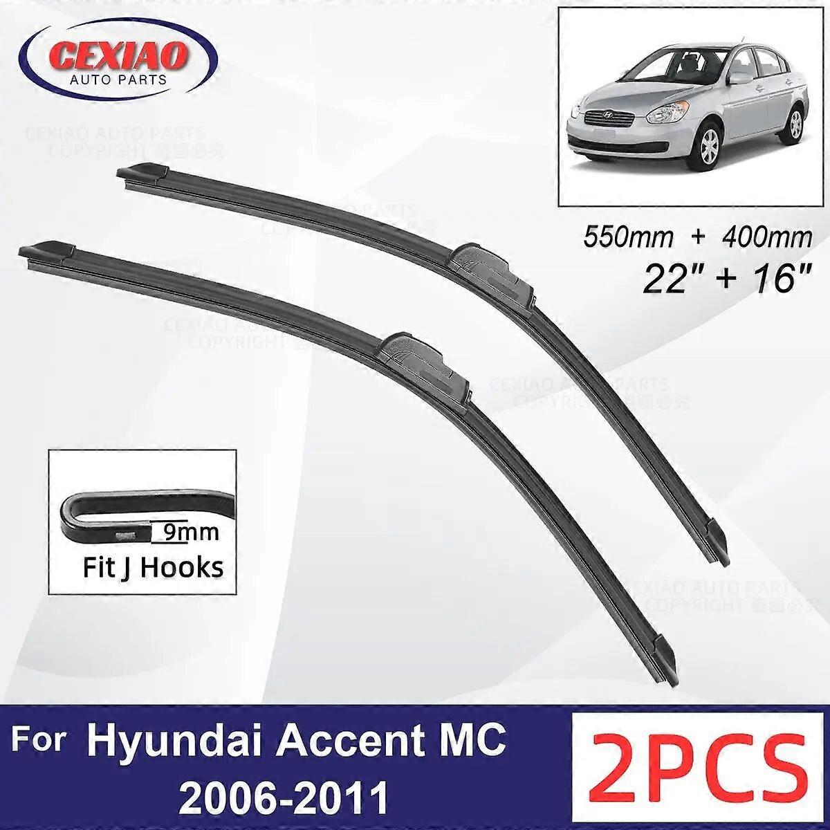 Car Wiper For Hyundai Accent MC 2006~2011 Front Wiper Blades Soft Rubber Windscreen Wipers Auto Windshield 22"+16" 550mm + 400mm FN9U5129