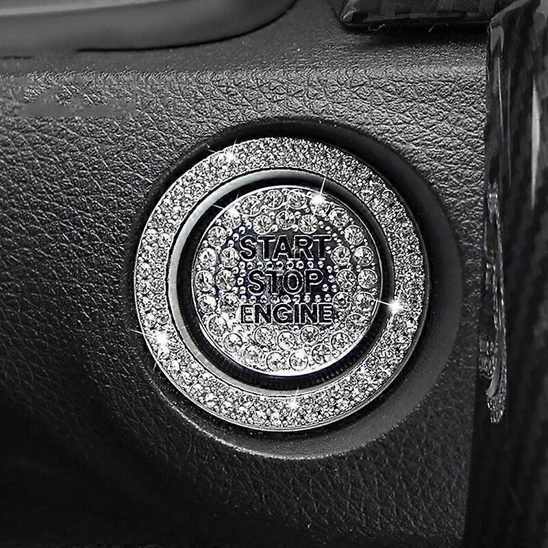 Bling Diamond Car Engine Ignition Start Button Decor Ring Crystal Sticker Start Stop Ignition Push Button Switch Cover Decor
