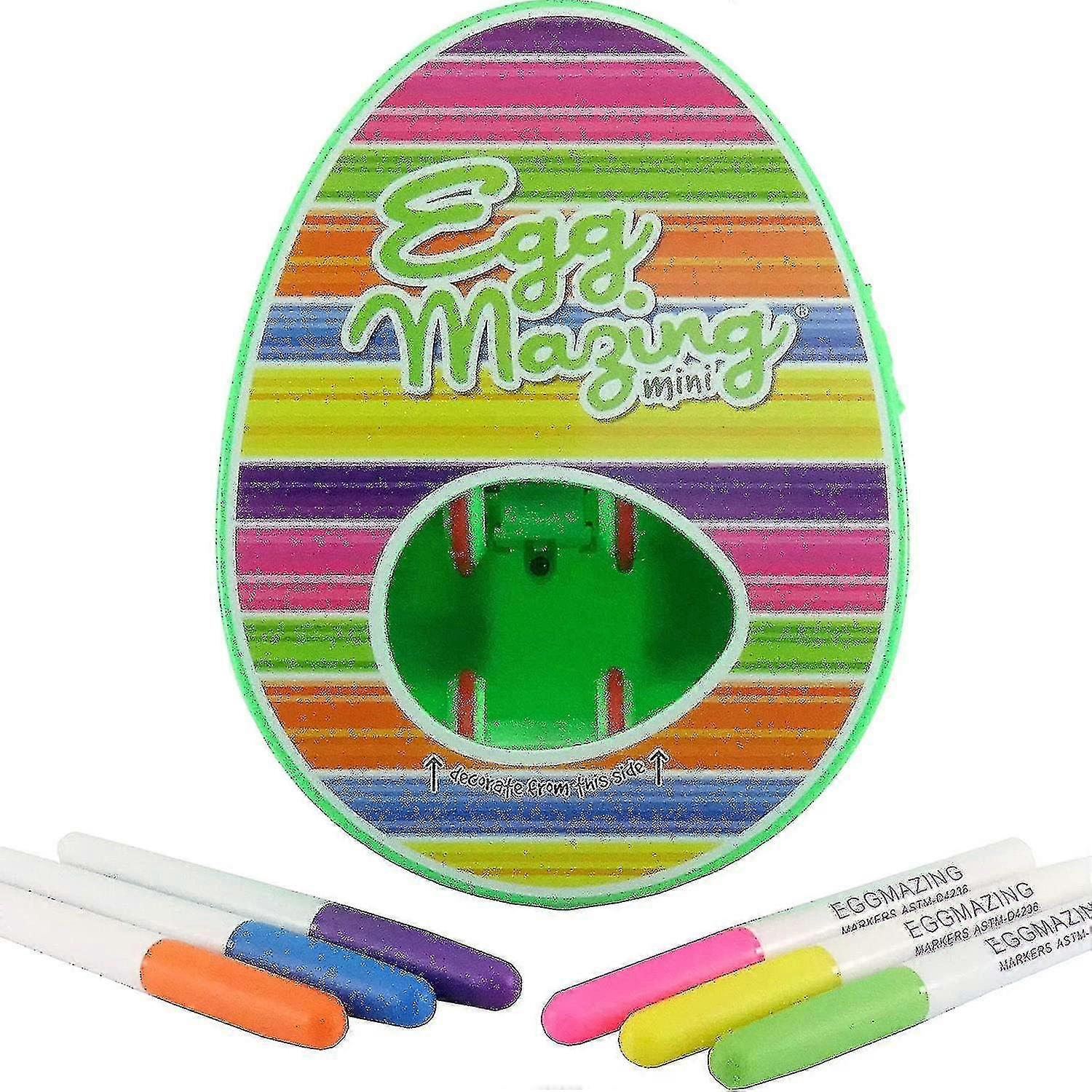 Easter Egg Mini Decorator Kit Arts And Crafts Set - Includes Egg Decorating Spinner And 6 Markers