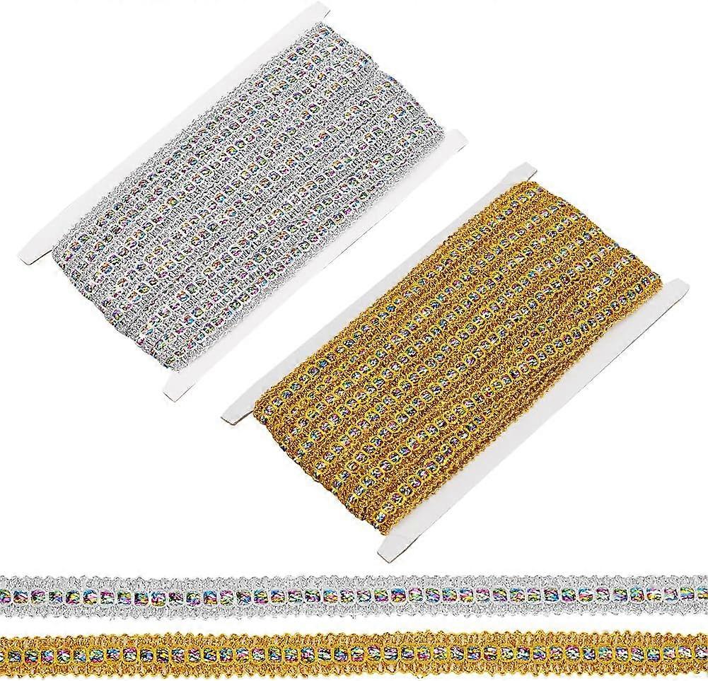 27.4M Gimp Braid Trim 2 Colors Sparkle Scroll Braid Lace Ribbon Filigree for Sewing Crafting Polyester Flat Fabric Lace Ribbon for Clothes Curtain Scr
