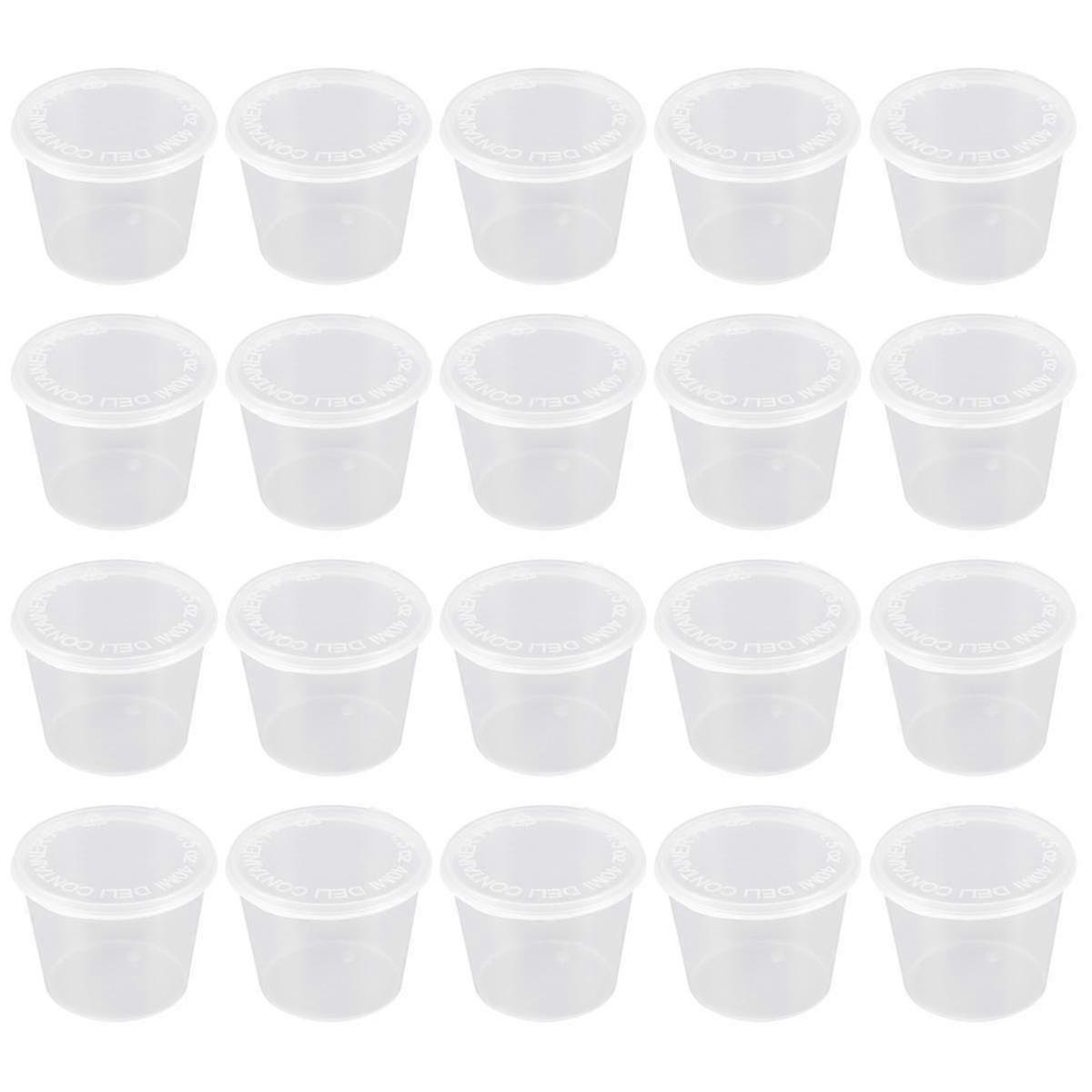 50pcs 40ml Disposable Plastic Portion Cups Clear Portion Container With Lids For Jelly Yogurt Mousses Sauce
