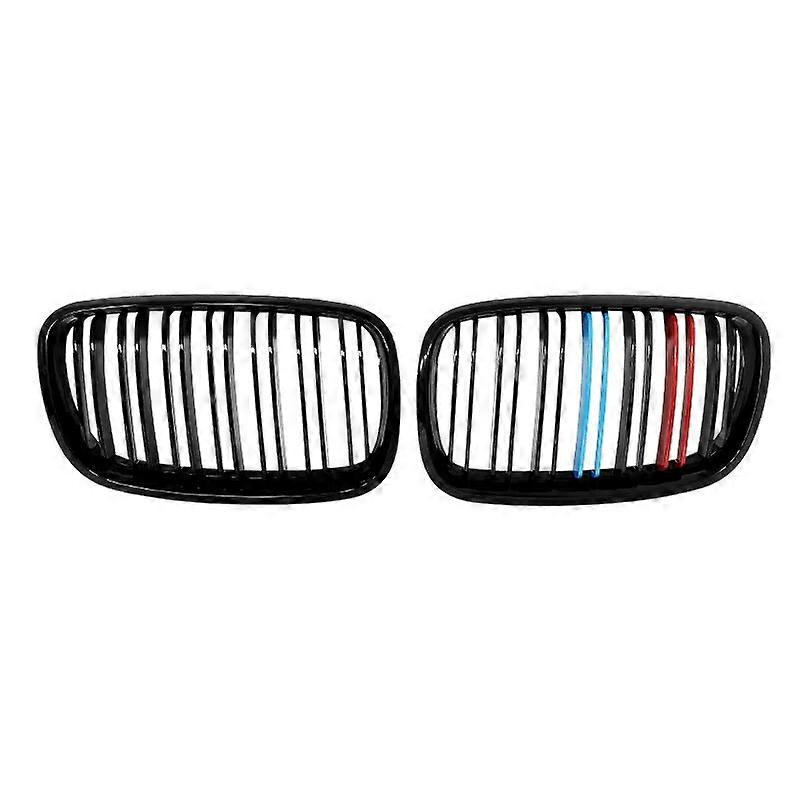 מראה חדש גריל גריל גריל קדמי כליה מבריק 2 קו כפול לוח עבור BMW X5 E70 2007-2013 X6 E71 E72 2008-2014 אביזרים לרכב