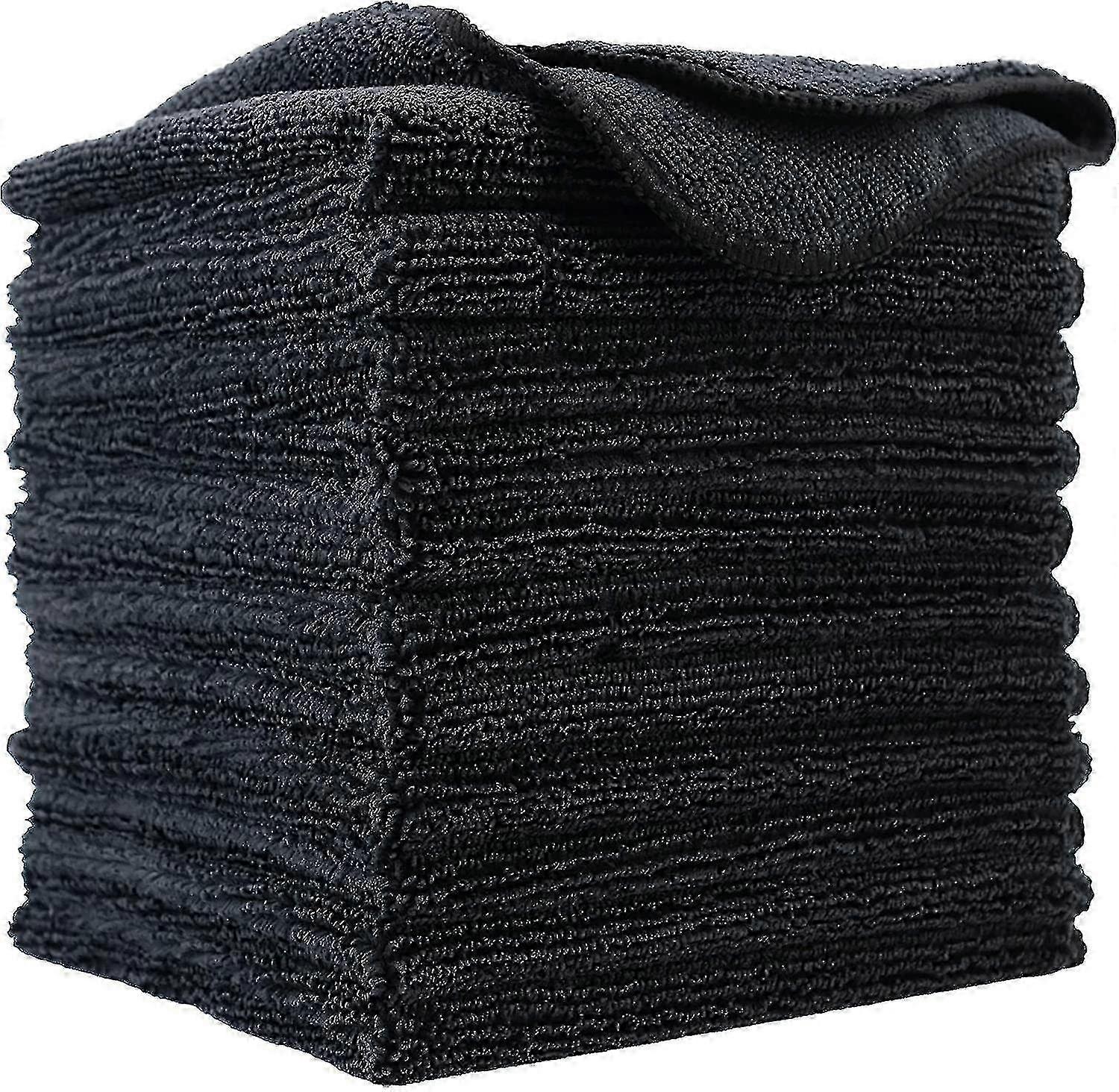 Premium Microfiber Cleaning Cloth, 30 X 30 Cm(12 Pack) (black)