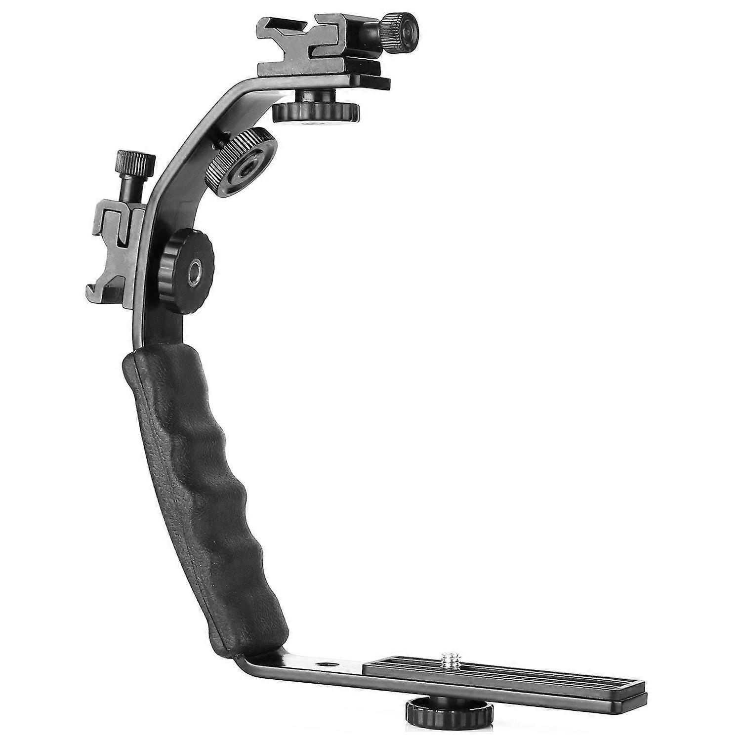 Camera L Bracket Dual Flash Cold Shoe Mount 1/4 Inch Tripod Screw