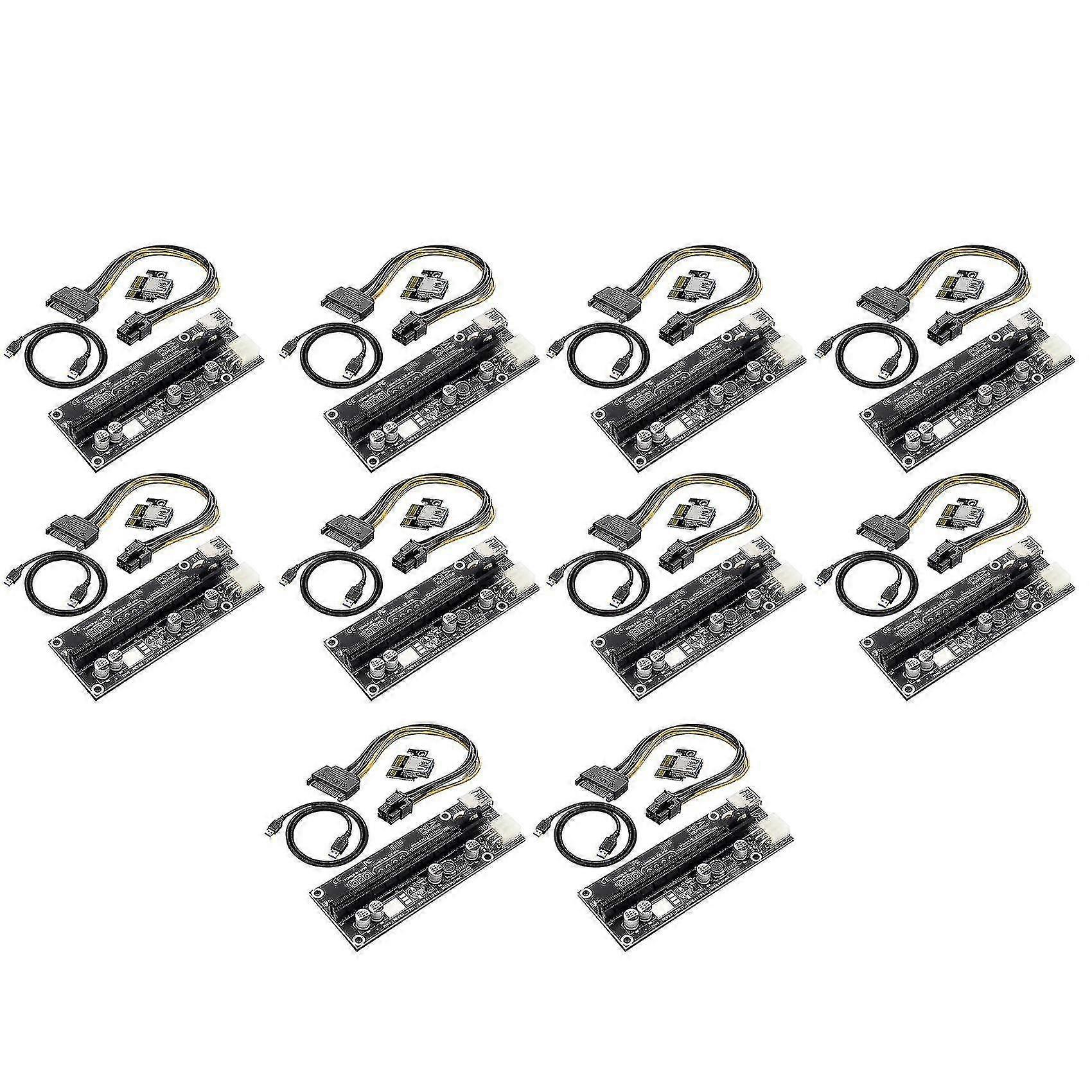 10pcs Pcie Extension Cable X1 To X16 6pin+usb3.0 Interface For Mining