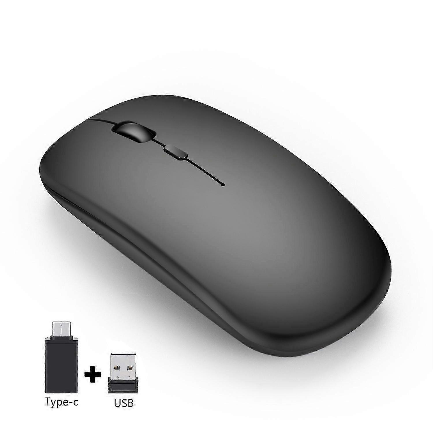 2.4G charging wireless mouse mute MOUSE with TYPE-C interface notebook desktop office mouse (black)