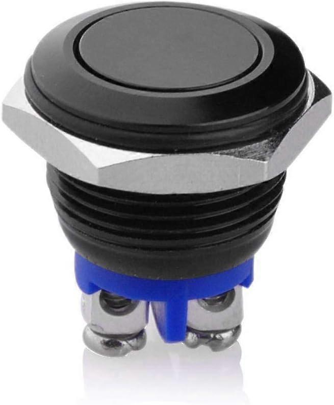 16mm Momentary Push Button Switches SPST Car Industrial Switch- Black Shell