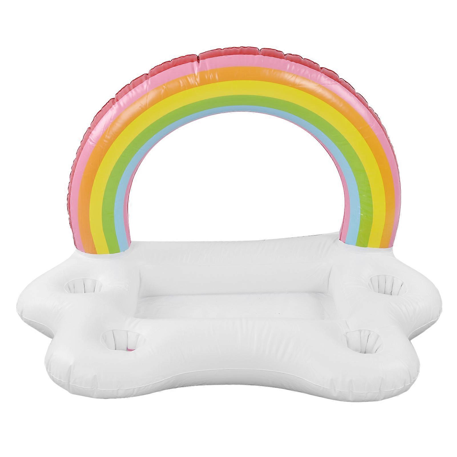 Inflatable Rainbow Cloud Drink Holder Floating Beverage Salad Fruit Serving Bar Pool Float Tool