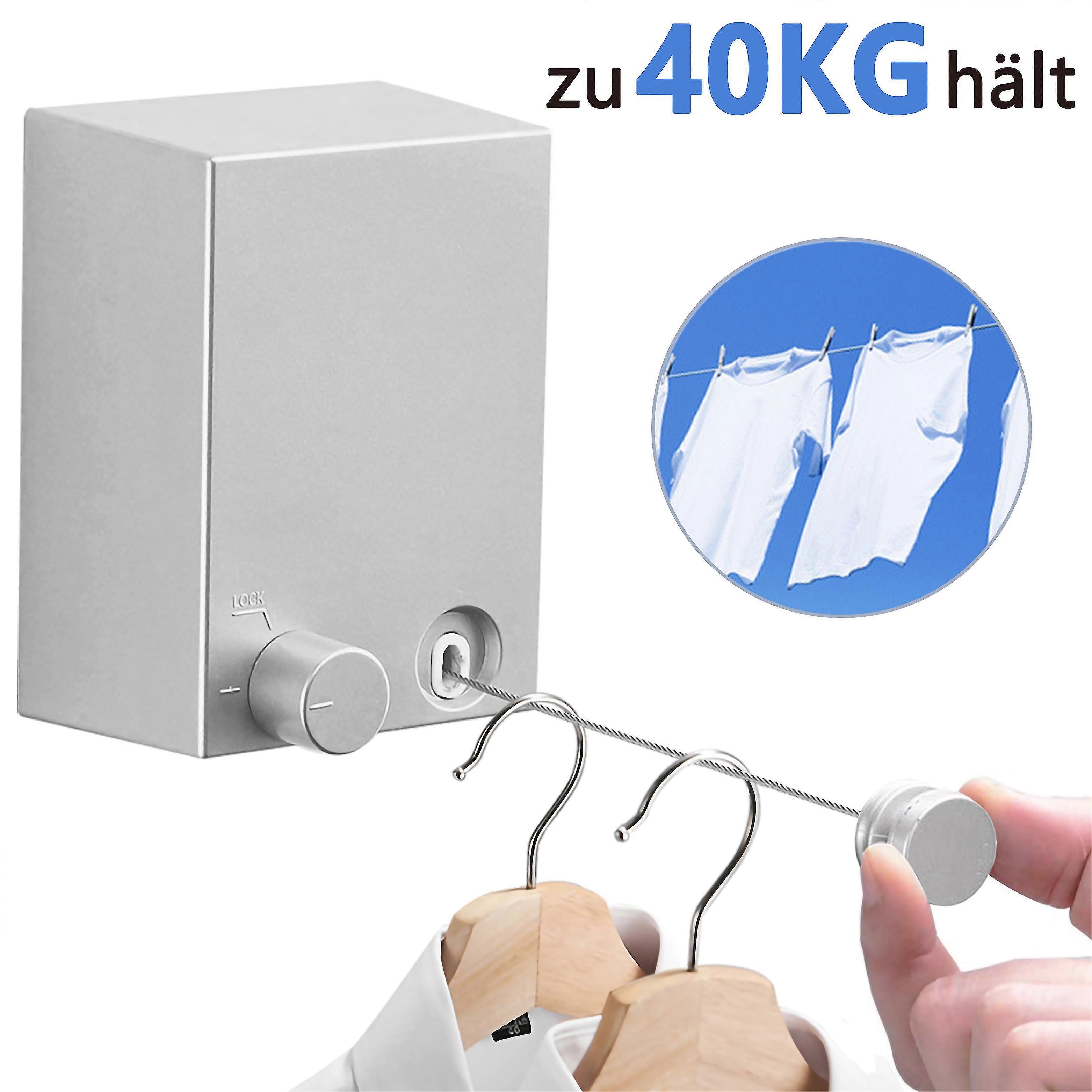 Luxora Clothesline For Clothes, No Drilling, 4.2 M Extendable, Silver