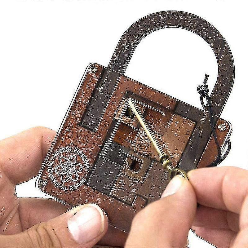 High Difficulty Level Iq Einstein Lock Puzzle Classic Wooden Brainteaser Puzzles Game For Adults