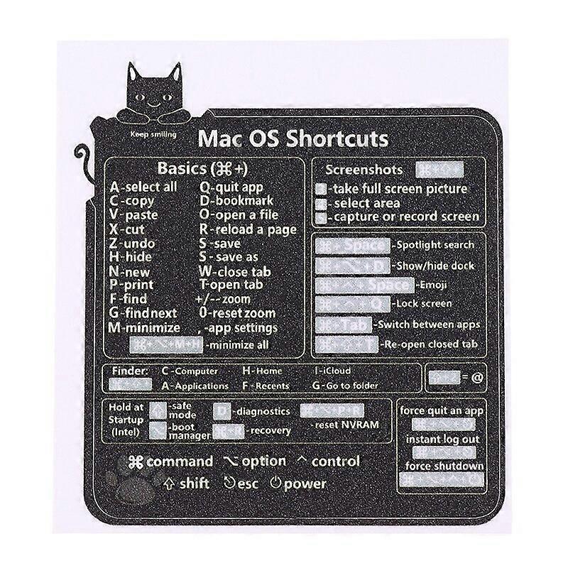Mac OS  Reference Keyboard Computer Shortcut Sticker Adhesive Removable Stickers For Quick Reference Keyboard Guide Black Electronics Stickers