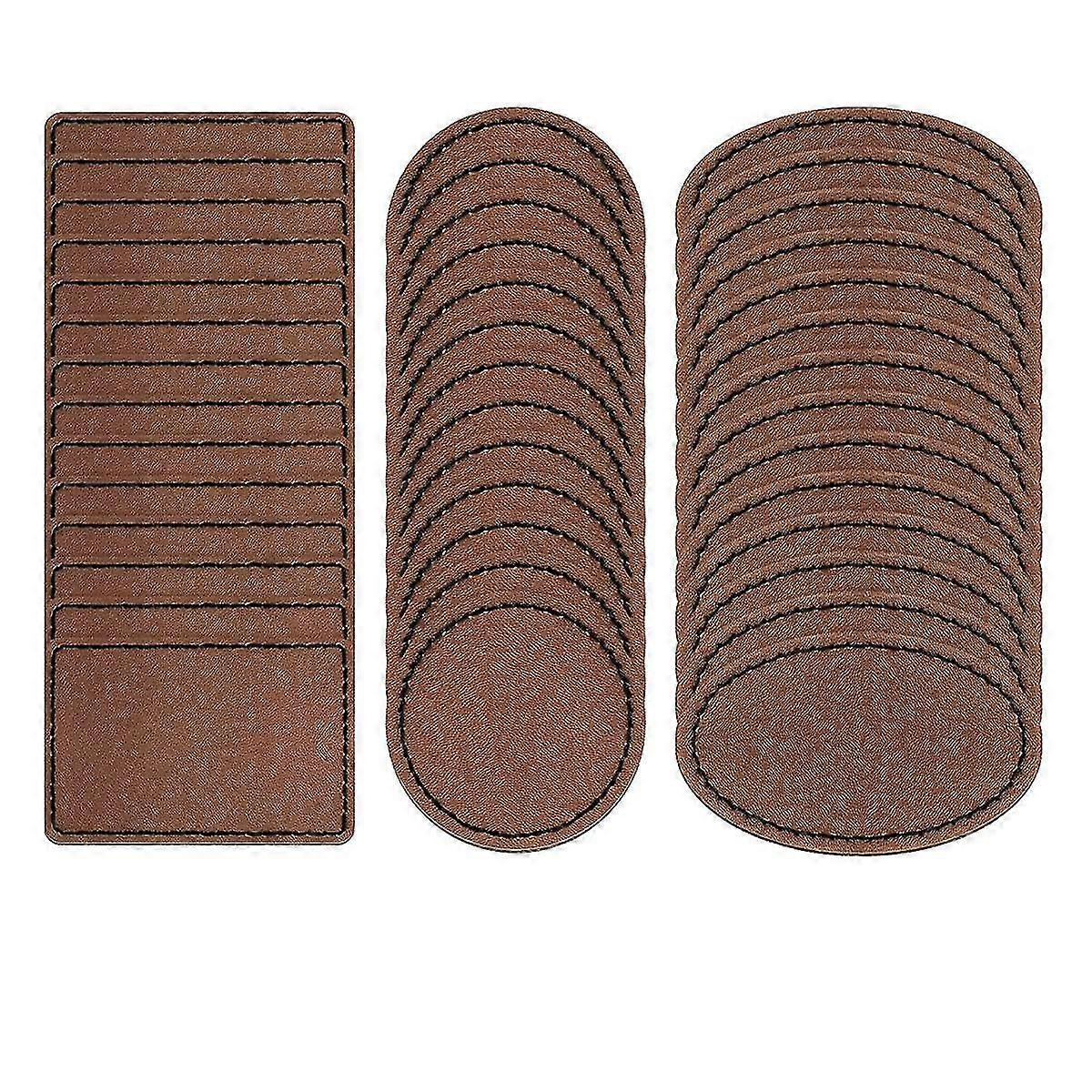 90 Pcs Leatherette Blank Hat Patches Iron on Leatherette Rustic Faux Leather Patches for Jacket Bac
