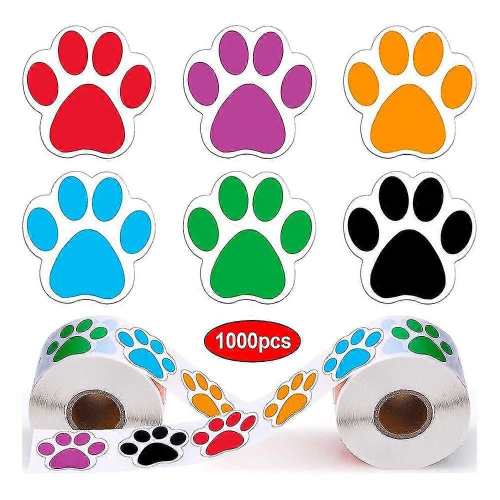 Roll With Pcs Colorful Paw Print Stickers Dog Cat Bear Pet Footprint Paw Print Label Stickers