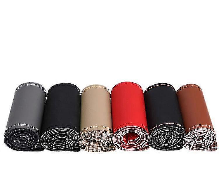 Leather Steering Wheel Cover For Trucks And Buses, Breathable And Non-slip Design, Soft And Comfortableleather Black Red Line Full Hole47cm