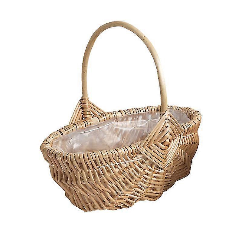 1pc hand knitting wooden basket fruit bread vegetable basket easter egg basket