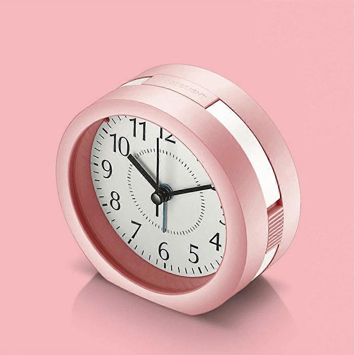 Wekity Analog Alarm Clock, 4 inch Super Silent Non Ticking Small Clock with Snooze and Night Light, Battery Operated Travel Alarm Clock, Simply Design