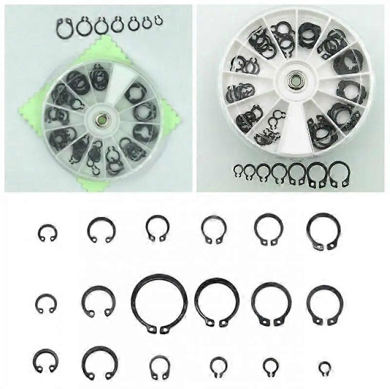70Pcs External Retaining Circlips E-clip Washers Snap Retaining Ring Carbon Steel Assortment Kit