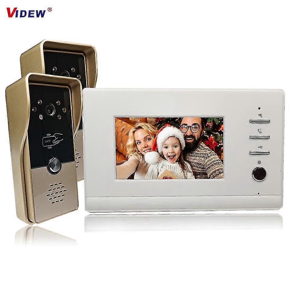 Videw 4 Wired Video Door Phone Intercom System Rfid Unlock Camera Doorbell 4.3 Inch Monitor Night Vision Door Entry For Villa