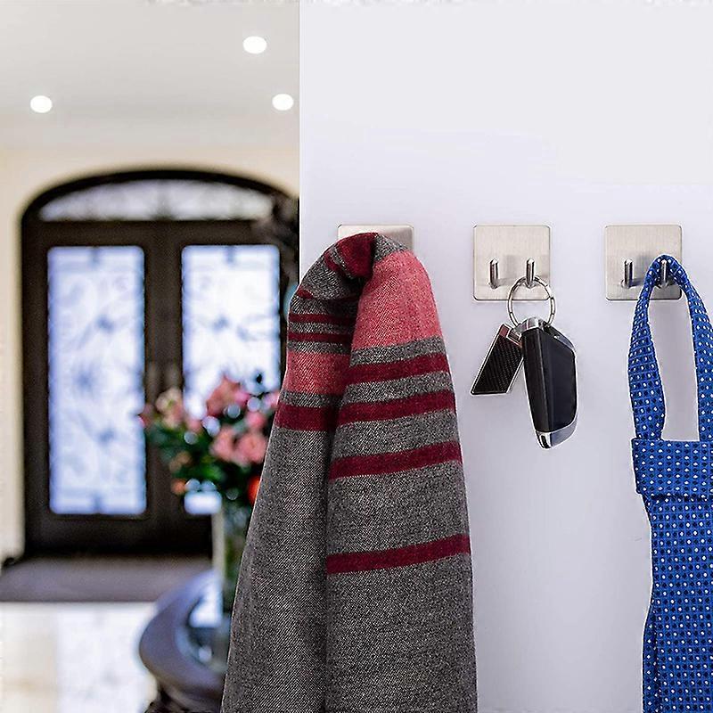 Premium självhäftande krokar Kraftig rostfritt stål Dubbla spikar Väggkrokar Stark självhäftande stick-on