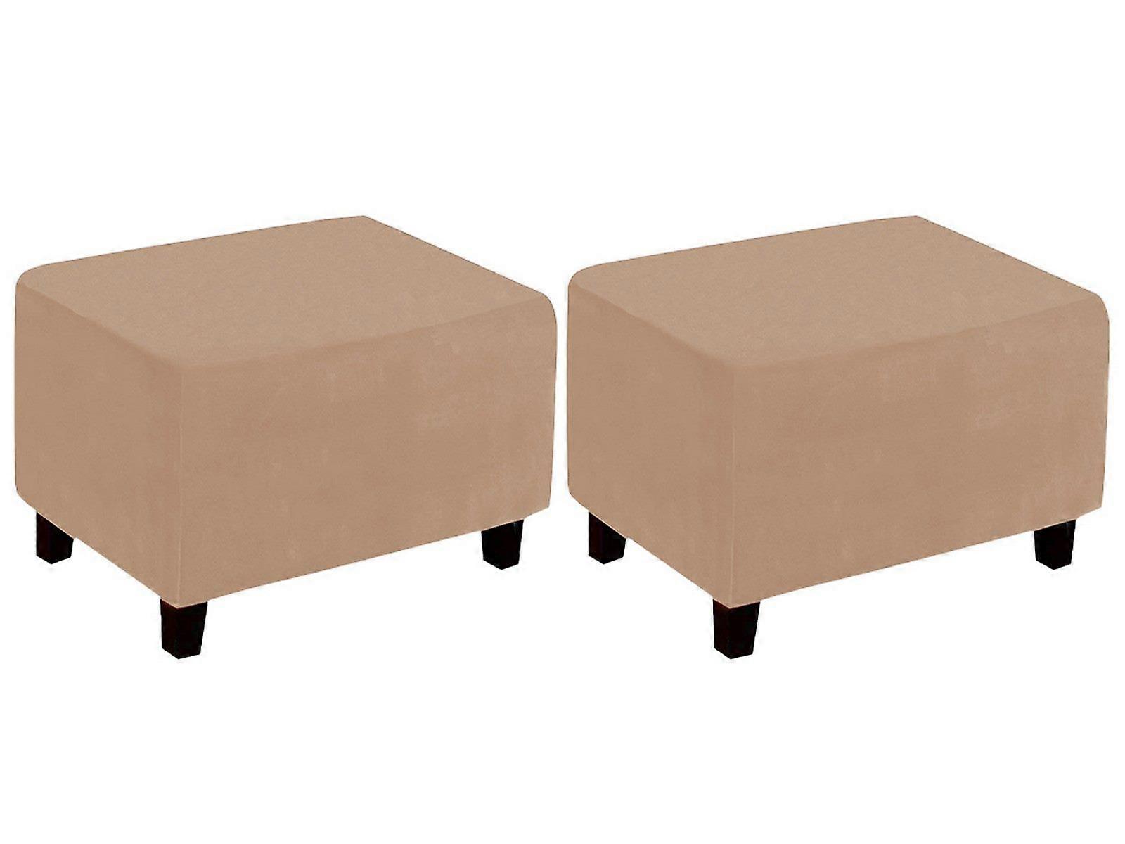 2PCS Rectangular Ottoman Stool Cushion Cover Foot Stool Cover Camel